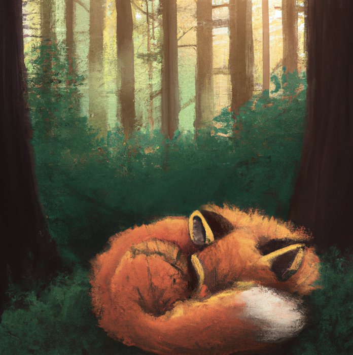 Illustration of a young fox sleeping